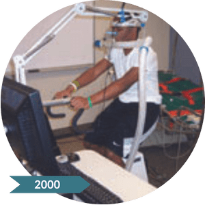 Man on a exercise device
